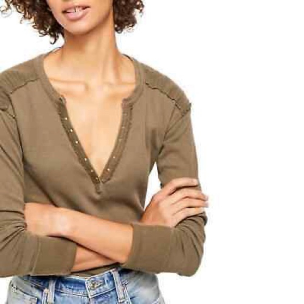 Free People Olive Long Sleeve Tee